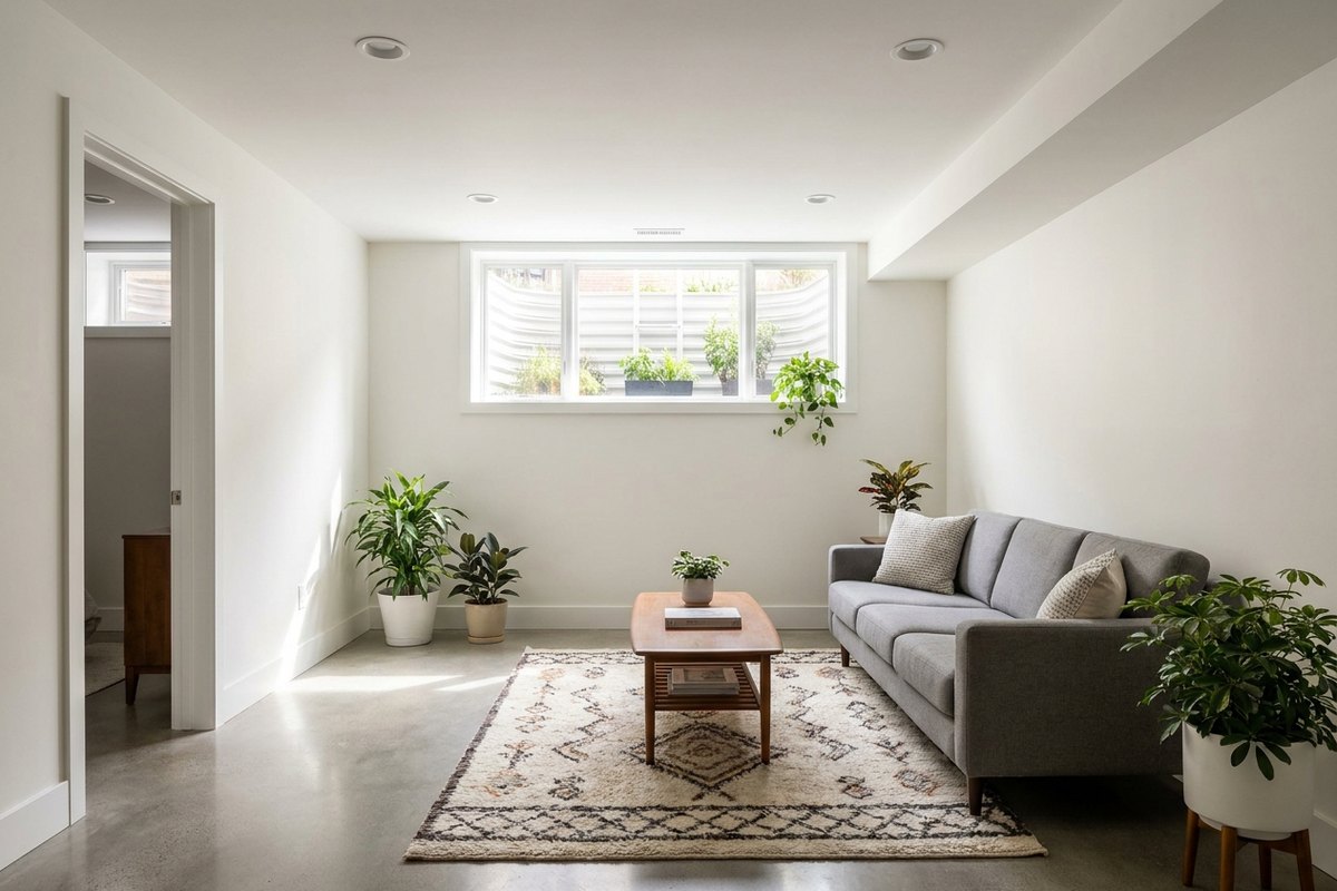 Finished basement apartment after conversion