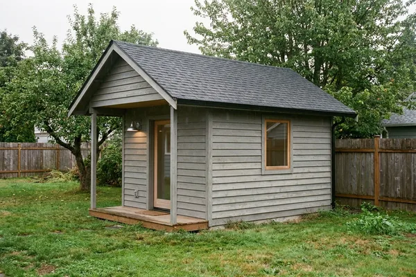 Finished detached backyard cottage after the build